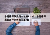 小程序開發(fā)費(fèi)用一覽表Excel（小程序開發(fā)費(fèi)用一覽表有效果嗎）