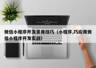 微信小程序開發(fā)常用技巧（小程序,巧應(yīng)用微信小程序開發(fā)實戰(zhàn)）