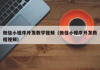 微信小程序開發(fā)教學視頻（微信小程序開發(fā)教程視頻）