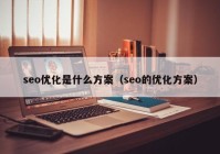 seo優(yōu)化是什么方案（seo的優(yōu)化方案）