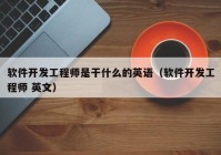 軟件開發(fā)工程師是干什么的英語（軟件開發(fā)工程師 英文）